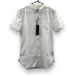 Nifty Genius White Short Sleeve Collared Button Down Shirt Sz XS‎ NEW